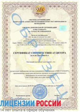 Образец сертификата соответствия аудитора №ST.RU.EXP.00006191-1 Архангельск Сертификат ISO 50001